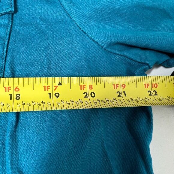Women's Bonita Solid Teal Pockets Button Up Long Sleeve Jacket Size 44EU/12 US - Picture 14 of 15